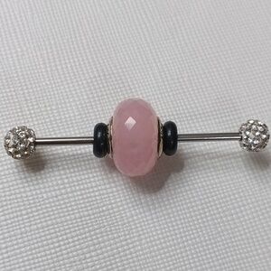Moress(Pandora Compatible)SilverCore Rose Quartz Gemstone Charm Bead(1 CharmOnly